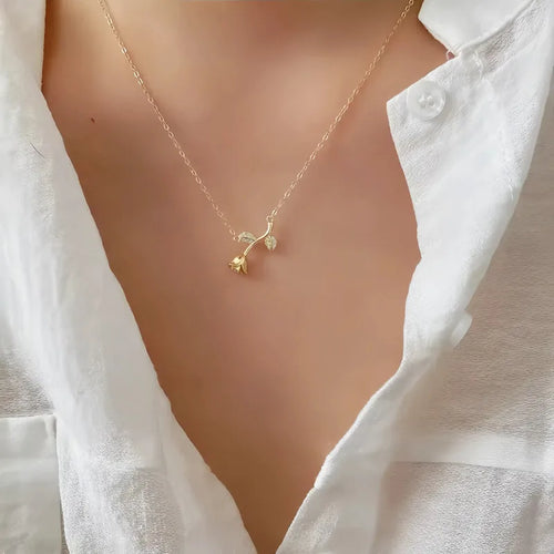 925 Sterling Silver Blooming Rose Necklace
