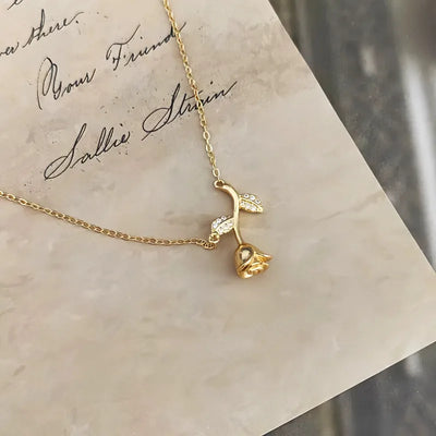 925 Sterling Silver Blooming Rose Necklace