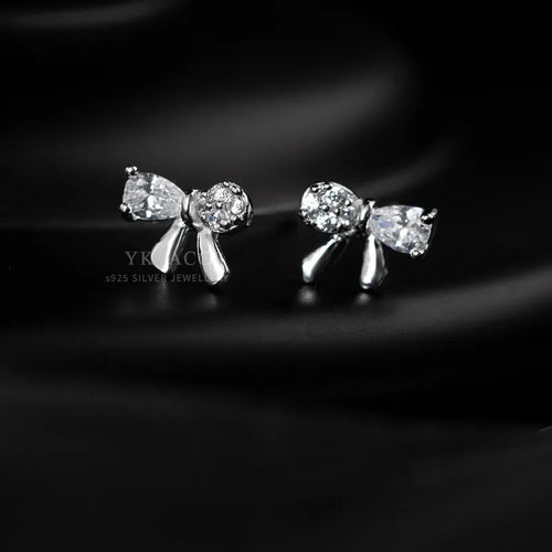 925 Sterling Silver Bow Tie Stud Earrings
