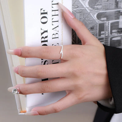 925 Sterling Silver Diamond-Wave Ring