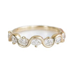 925 Sterling Silver Vintage Gold Wave Ring