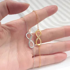 925 Sterling Silver Bracelet Infinity Symbol Heart-shaped Zircon Shoes Accessories European and American Popular Jewelry Leaf Pattern Water Plating 18K Real Gold